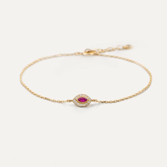 Elegant Gold Bracelet, Pink Gemstone Bracelet, Delicate  display picture 3