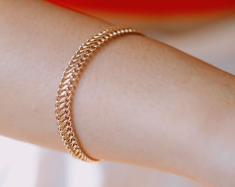 Double Curb Chain Gold Bracelet, Chain Vienna Bracelets, Minimal Fine Jewelry