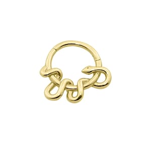 14K Solid Gold Hoop Earring, Clicker Hinged Segment Ring Earring Conch Cartilage Helix Daith Lobe Nose Piercing Jewelry