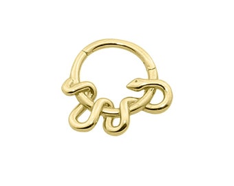 14K Solid Gold Hoop Earring, Clicker Hinged Segment Ring Earring Conch Cartilage Helix Daith Lobe Nose Piercing Jewelry
