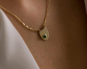 14k Gold Dainty Necklace, CZ Necklace, Minimalist Layering Jewelry