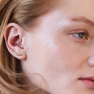 Ear Climber Earrings, Unique Long Thick Line Ear Crawlers, Ear Sweep, Earrings for Women and Men
