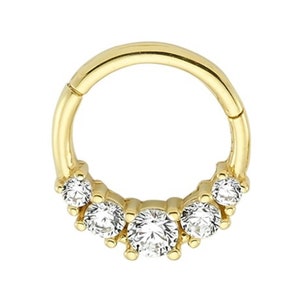 14K Solid Gold Hoop Earring, Clicker Hinged Segment Ring Earring Conch Cartilage Helix Daith Lobe Nose Piercing Jewelry