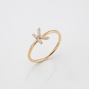 14K Solid Gold Initial Letter Ring, Gold Name Ring, Personalized Name Jewelry, Minimalist gift, Gift for her