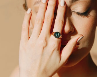 14K Solid Gold Signet Ring, Dainty Gold Ring, Minimalist Jewelry, Minimalist gift, Perfect Gift, Gift for her