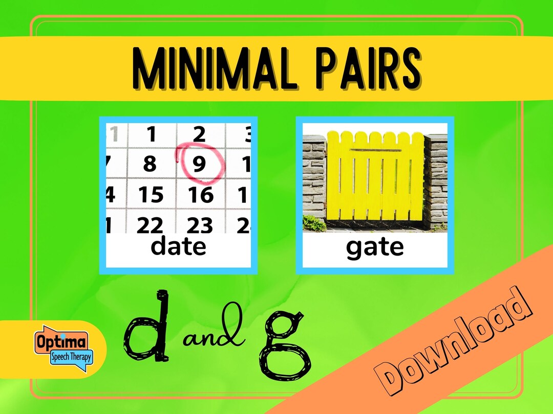 Backing Minimal Pairs D and G Speech Therapy Minimal Pair - Etsy Canada