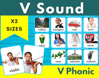 V Phonic • V Sound • Printable • Speech Sound Cards • Phonics • Word Lists • Articulation • Beginning Sound • Speech Therapy • Kids