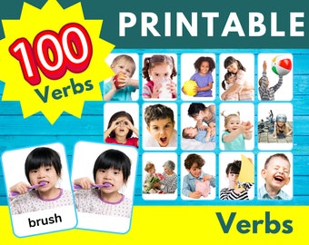 100 VERBI • Schede flash • Schede stampabili • Logopedia • Logopedia • Bambini piccoli • Neonati • Bambini • Bambini