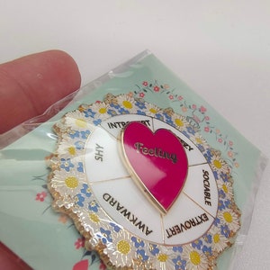 Introvert Ice Breaker Mood Spinner Pin With Intricate Floral Framing - Etsy