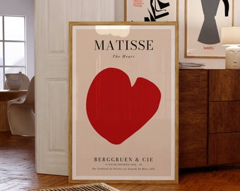 Poster della mostra Matisse / Il cuore, 1953 / Berggruen & Cie / Stampa moderna di metà secolo / Regali di inaugurazione della casa / Idea regalo di compleanno