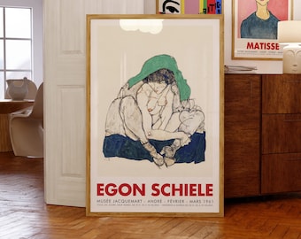 Egon Schiele Exhibition Poster | Crouching Woman with Green Headscarf, 1914 | Museum-Quality Giclée | Birthday Gift Idea | Musée Jacquemart