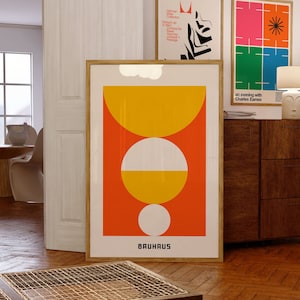 Bauhaus Poster | Mid-Century Modern | Danish Pastel Print | Bauhaus Yellow and Orange