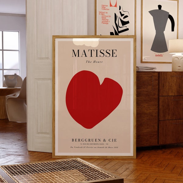 Cartel de la exposición Matisse / El corazón, 1953 / Berggruen & Cie / Impresión moderna de mediados de siglo / Regalos de inauguración de la casa / Idea de regalo de cumpleaños