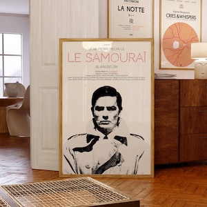 Póster de la película francesa Le Samouraï (1967) / Jean-Pierre Melville / Alain Delon / Modernismo de mediados de siglo / CuratedStudioArt / Regalo único para amantes del cine