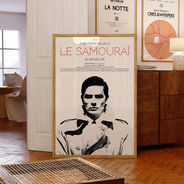 Le Samouraï (1967) Französisches Filmplakat | Jean-Pierre Melville | Mid-Century Modern Style | Kuratierte Studio Kunst | Einzigartiges Geschenk für Film Liebhaber