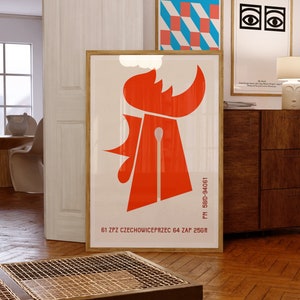 Poster moderno di metà secolo / Etichetta polacca per scatola di fiammiferi