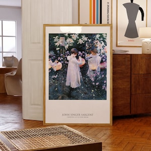 Póster artístico de John Singer Sargent "Clavel, lirio, lirio, rosa" / Impresión giclée de calidad museística / Tate Britain / Decoración mural impresionista