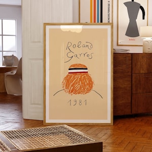 Roland Garros, 1981 por Eduardo Arroyo | Pop Art Espanhola | Decoração de Parede com Tema de Tênis | Ideia de Presente de Aniversário