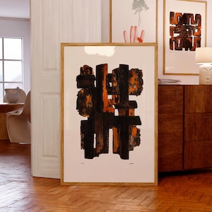 Stampa artistica di Pierre Soulages / Eau-Forte IX, 1957 / Giclée di qualità museale / Idee regalo di Natale / Poster d'arte francese moderna di metà secolo