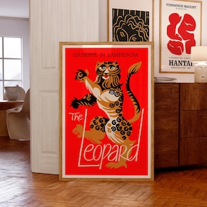 Giuseppe di Lampedusa, Poster di copertina del libro "Il Gattopardo", 1960 di Hans Tisdall / Arte murale moderna di metà secolo / Idee regalo per compleanno e Natale