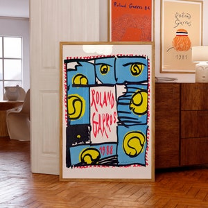 Roland Garros, 1988 / Poster di tennis / Stampa Giclée di qualità museale / Idea regalo di compleanno / Arte murale contemporanea