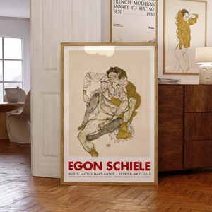 Egon Schiele Exhibition Poster | Seated Couple, 1915 | Museum-Quality Giclée | Birthday Gift Idea | Musée Jacquemart-André