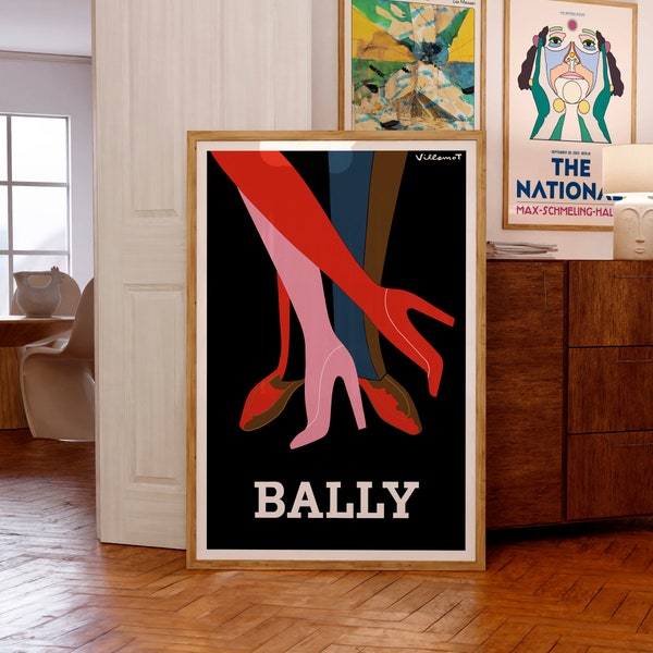 Affiche Bernard Villemot | Tango Bally, 1979 | Décoration murale Mid-Century moderne | Cadeaux d'anniversaire et de Noël | giclée de qualité muséale | Art français