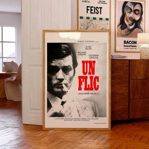 Un flic (1972) Dirty Money French Movie Poster | Alain Delon | by Jean-Pierre Melville | Gift for Movie Lovers