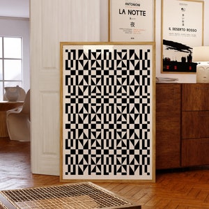 Mid-Century Modern Abstract Black Pattern Poster | Alexander Girard Mid-Century Geometric Abstract Wall Decor | Birthday Gift Idea