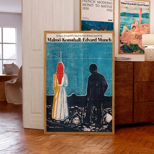 Póster de la exposición de Edvard Munch / Dos personas: Los solitarios, 1899 / Impresión Giclée de calidad museística / Regalo de Navidad y cumpleaños