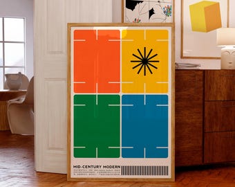Mid-Century Modern Abstract Japanese Colorful Poster | Museum Quality Giclée Print