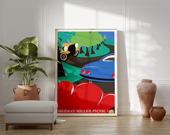 Herman Miller Summer Picnic Poster, Mid-Century Modern Giclée Print