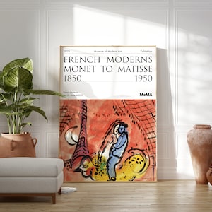 Variante Des "Boulevards" Sur Fond Rouge / Poster della mostra Marc Chagall / MoMA / Idea regalo di compleanno