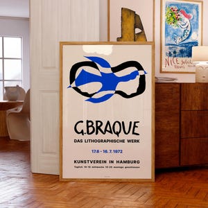 Georges Braque Exhibition Poster | Kunstverein in Hamburg, 1972 | Das Lithograpische Werk | Mid-Century Modern German Art Prints