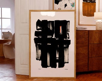 Pierre Soulages Art Print | Lithographie No 2, 1957 | Museum-Quality Giclée | Christmas Gift Ideas | Mid-Century Modern French Art Posters