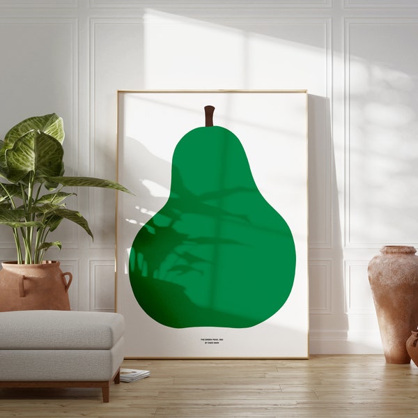 L'affiche de poire verte | Décoration murale moderne milieu de siècle Enzo Mari | Idée cadeau d'anniversaire