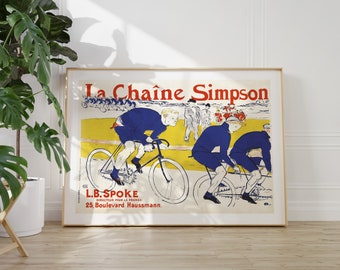 Henri de Toulouse-Lautrec "Simpson Chain" kunstposter | Museumkwaliteit afdrukken | Fietsreclame wanddecoratie | Tour de France-poster