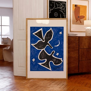 Impresión de arte de Georges Braque / Pájaros azules (Les Peintres Temoins de Leur Temps), 1961 / Impresiones de arte francés moderno de mediados de siglo / Museo Giclée