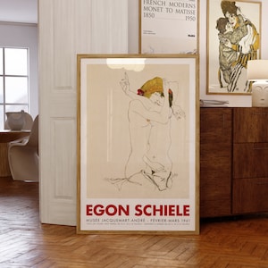 Egon Schiele Exhibition Poster | Two Women Embracing, 1913 | Museum-Quality Giclée | Birthday Gift Idea | Musée Jacquemart-André
