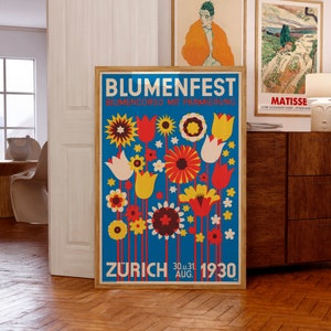 Swiss Advertising Posters | Blumenfest Zürich, 1930 | by Walter Cyliax | Museum Quality Giclée Print | Christmas and Birthday Gifts