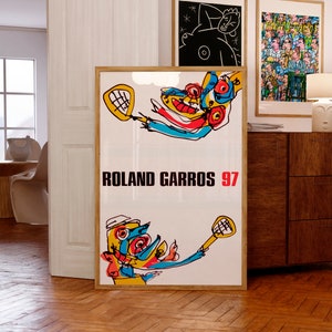 Roland Garros, 1997 | Pôster de tênis | Impressão giclée com qualidade de museu | Ideia para presente de aniversário | Arte de parede contemporânea