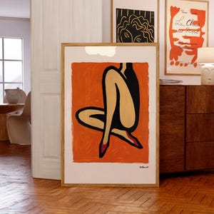 Stampa di Bernard Villemot / Orange Bally, 1967 / Arte murale moderna di metà secolo / Idea regalo di compleanno / Stampa Giclée di qualità museale