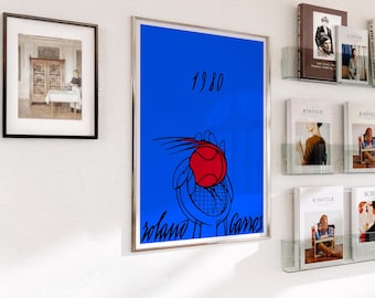 Roland Garros 1980 Tennis Art Print, Museum Quality Giclée Poster