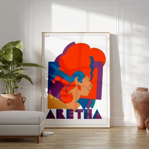 Aretha Franklin, 1968  | Milton Glaser Poster | Mid-Century Modern Wall Art | Birthday Gift Idea