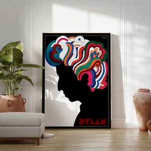 Bob Dylan, 1966 Milton Glaser Poster Birthday Gift Idea Mid-Century Modern Wall Art image 1