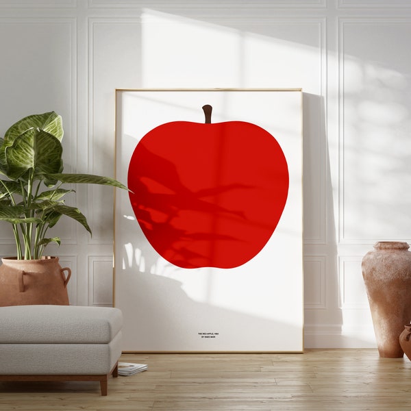 La impresión de la manzana roja / Enzo Mari Mid-Century Modern Wall Art / Idea de regalo de cumpleaños