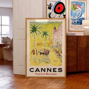 Pôster de Cannes, Riviera Francesa, 1956, por Emmanuel Bellini | Impressão Giclée com Qualidade de Museu | Ideias para Presentes de Aniversário e Natal | Arte Francesa