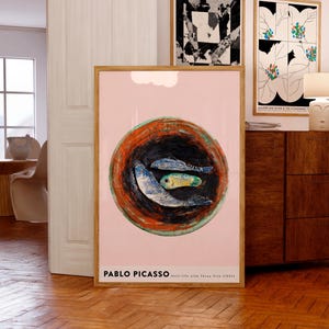 Stampa artistica di Picasso / Natura morta con tre pesci (1957) / Giclée di qualità museale / Regali di compleanno / Stile moderno di metà secolo / Ceramiche di Picasso