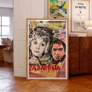 Poster del film tedesco La Strada, 1954 / Das Lied Der Strasse / di Federico Fellini / Regalo per gli amanti del cinema / Giulietta Masina e Anthony Quinn