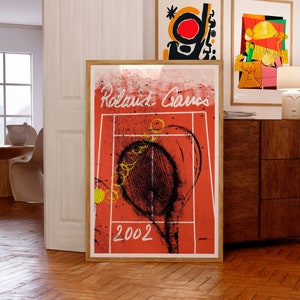 Roland Garros, 2002 | Pôster de tênis | Impressão giclée com qualidade de museu | Ideia para presente de aniversário | Arte de parede contemporânea